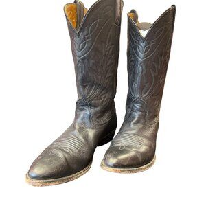 Nocona Black Leather Western Cowboy Boots